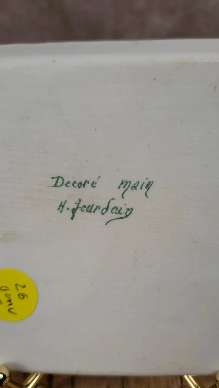 Petit plateau à thé en porcelaine de Limoges – décoré main H. Jourdain – photo 6
